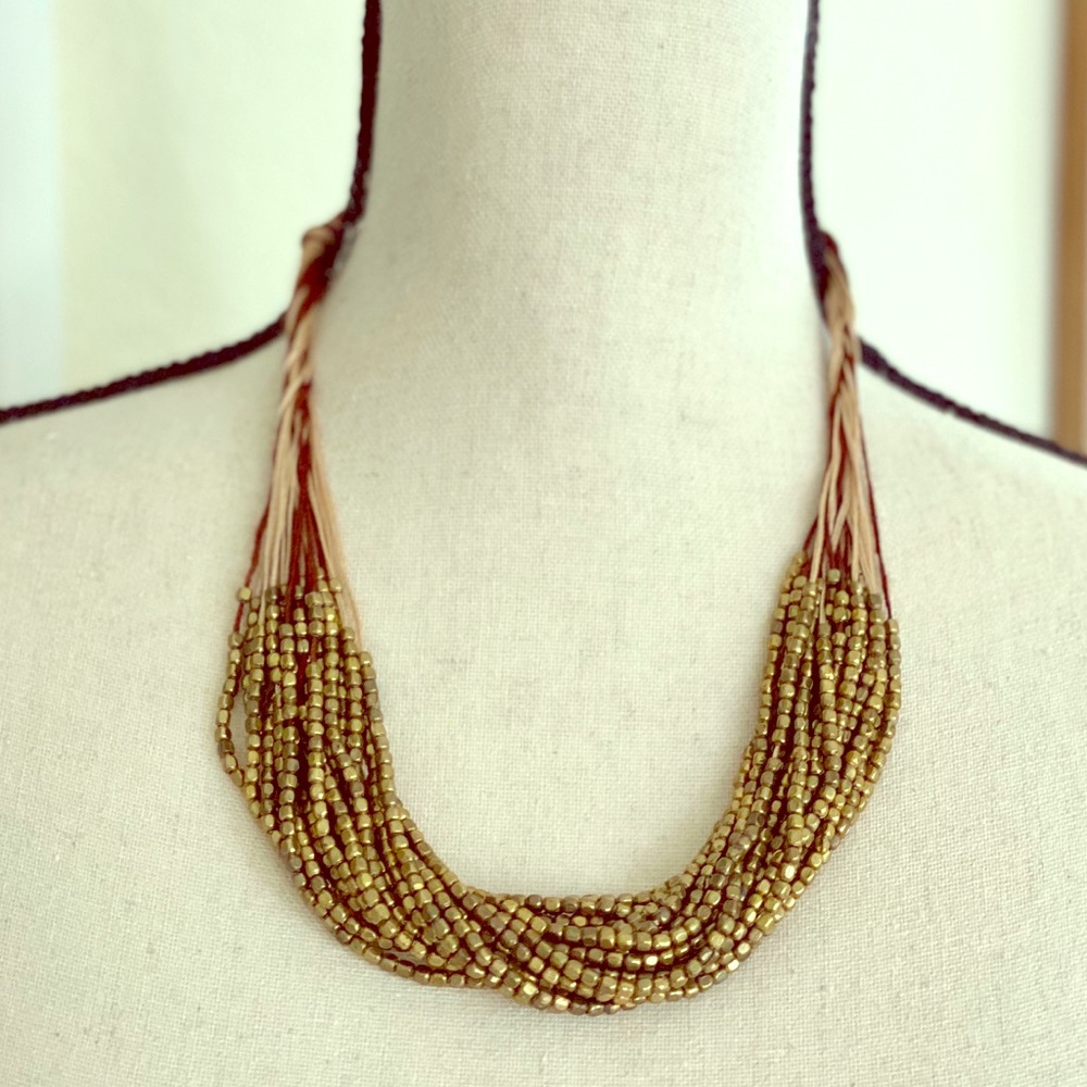 Beaded brass twist necklace - Picture 1 of 6